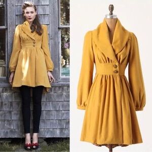 Anthropologie Plenty by Tracy Reese Mustard Coat